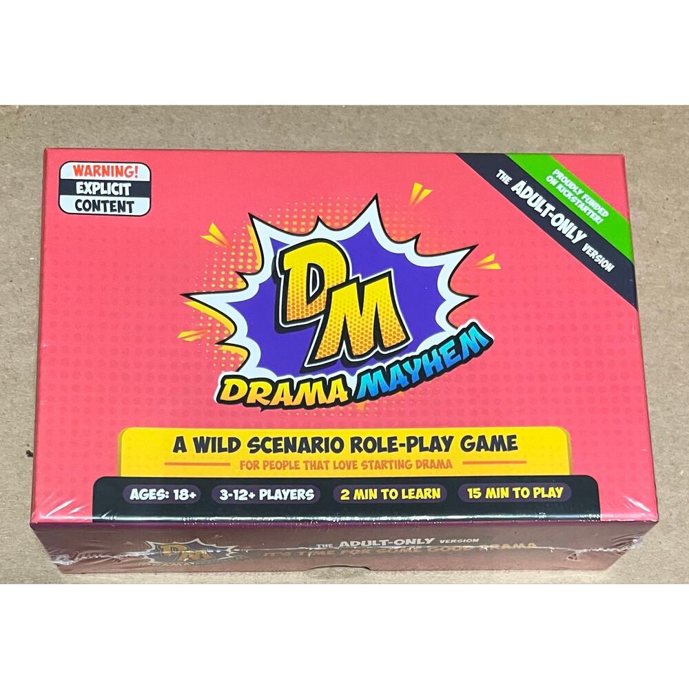 Drama Mayhem Adult Only Version. Rare Kickstarter Card Game Mint Condition!